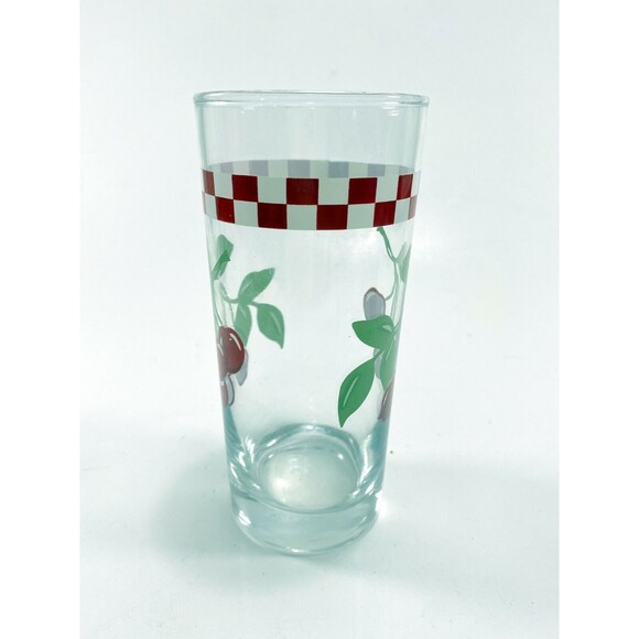 Anchor Hocking Cherries Gingham Check Trim Drinking Glass Tumbler Replacement - Picture 4 of 6